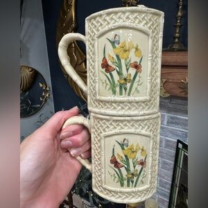 Vintage Set of Butterfly Garden Mugs